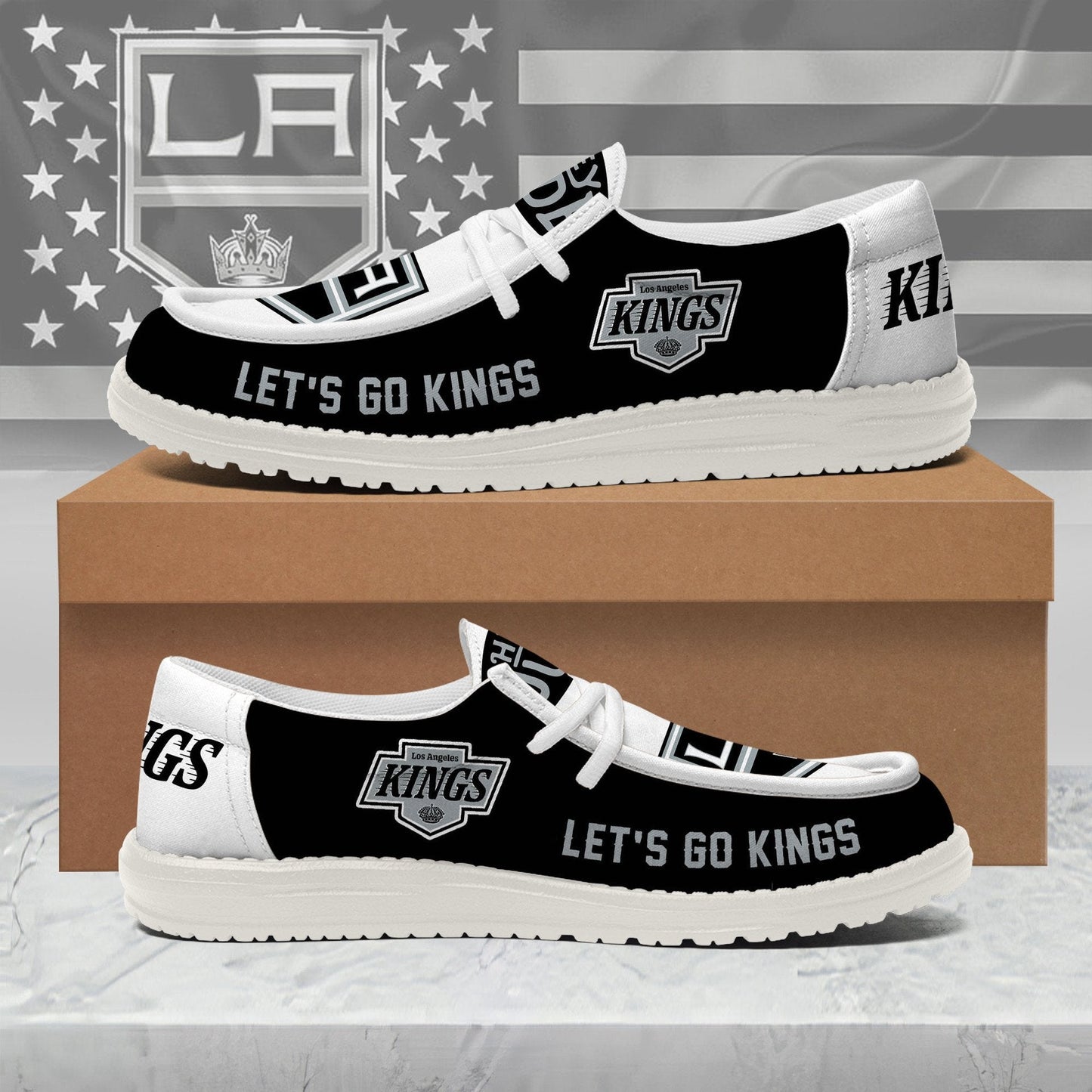 [SUPER SALE ] NEW CUSTOMIZED NHL16 LAK LOS ANGELES KINGS LOAFER SHOES