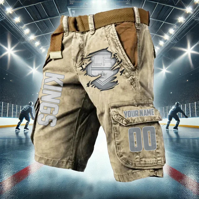 [SUPER SALE] NEW CUSTOMIZED NHL16 LAK LOS ANGELES KINGS CARGO SHORTS