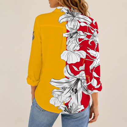 [SUPER SALE] NEW CUSTOMIZED NHL17 CGF CALGARY FLAMES WOMEN CASUAL SHIRT