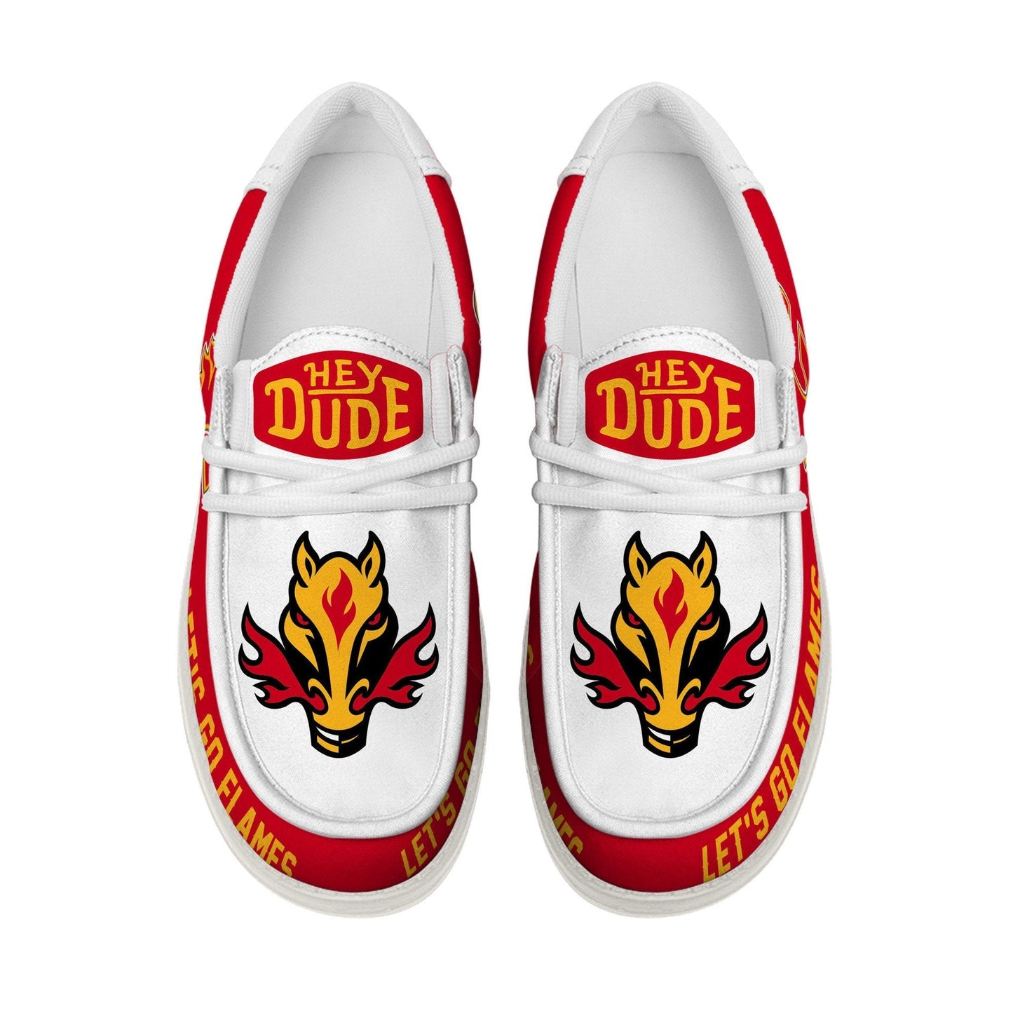 [SUPER SALE ] NEW CUSTOMIZED NHL17 CGF CALGARY FLAMES LOAFER SHOES