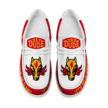 [SUPER SALE ] NEW CUSTOMIZED NHL17 CGF CALGARY FLAMES LOAFER SHOES