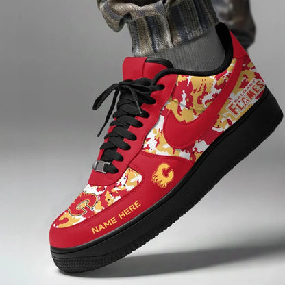 [SUPER SALE] NEW CUSTOMIZED NHL17 CGF CALGARY FLAMES AF1 SHOES
