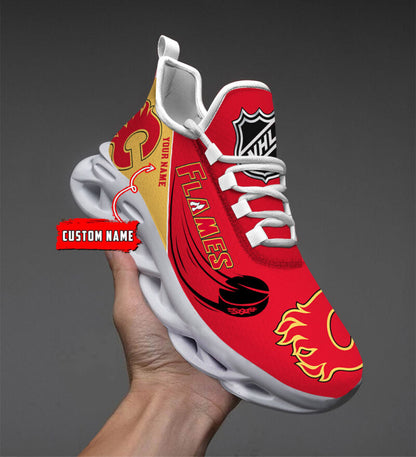 [SUPER SALE] NEW CUSTOMIZED NHL17 CGF CALGARY FLAMES CLUNKY SNEAKERS