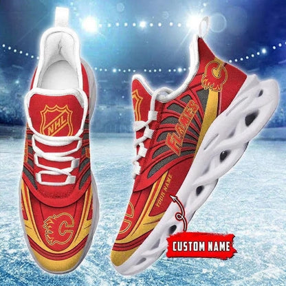 [SUPER SALE] NEW CUSTOMIZED NHL17 CGF CALGARY FLAMES CLUNKY SNEAKERS