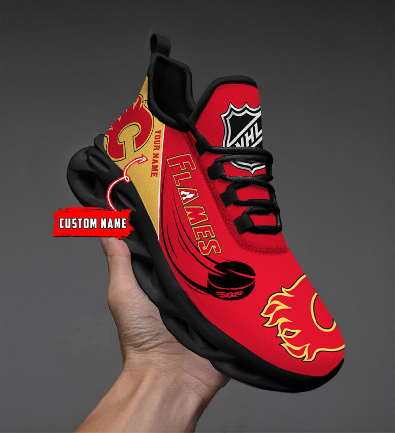 [SUPER SALE] NEW CUSTOMIZED NHL17 CGF CALGARY FLAMES CLUNKY SNEAKERS