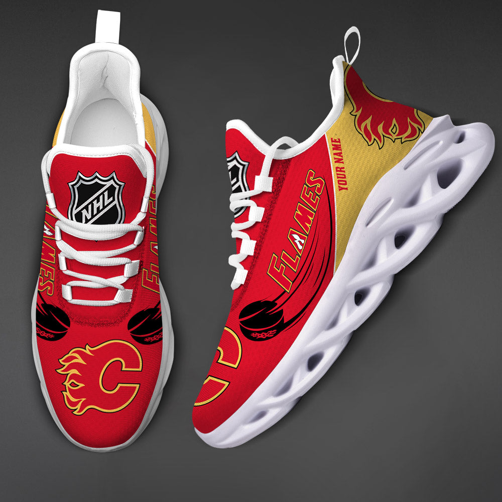 [SUPER SALE] NEW CUSTOMIZED NHL17 CGF CALGARY FLAMES CLUNKY SNEAKERS