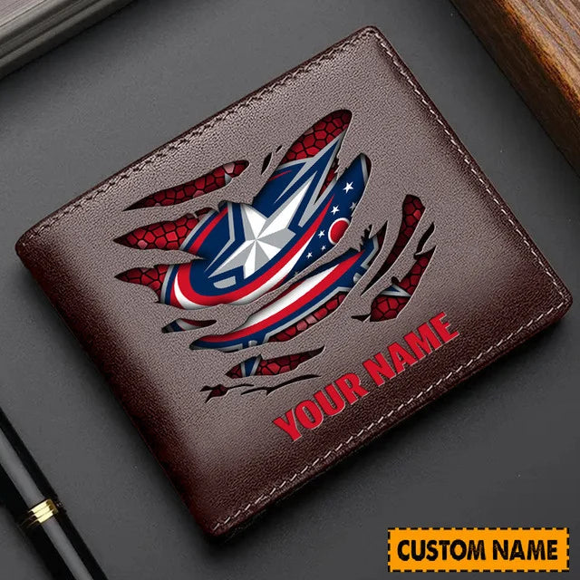 [SUPER SALE] NEW CUSTOMIZED NHL18 CBJ COLUMBUS BLUE JACKETS LEATHER WALLET