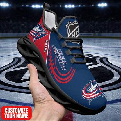 LIMITED EDITION - NEW CUSTOMIZED NHL18 CBJ CB JACKETS PREMIUM CLUNKY SNEAKERS