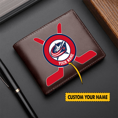 [SUPER SALE] NEW CUSTOMIZED NHL18 CBJ COLUMBUS BLUE JACKETS LEATHER WALLET