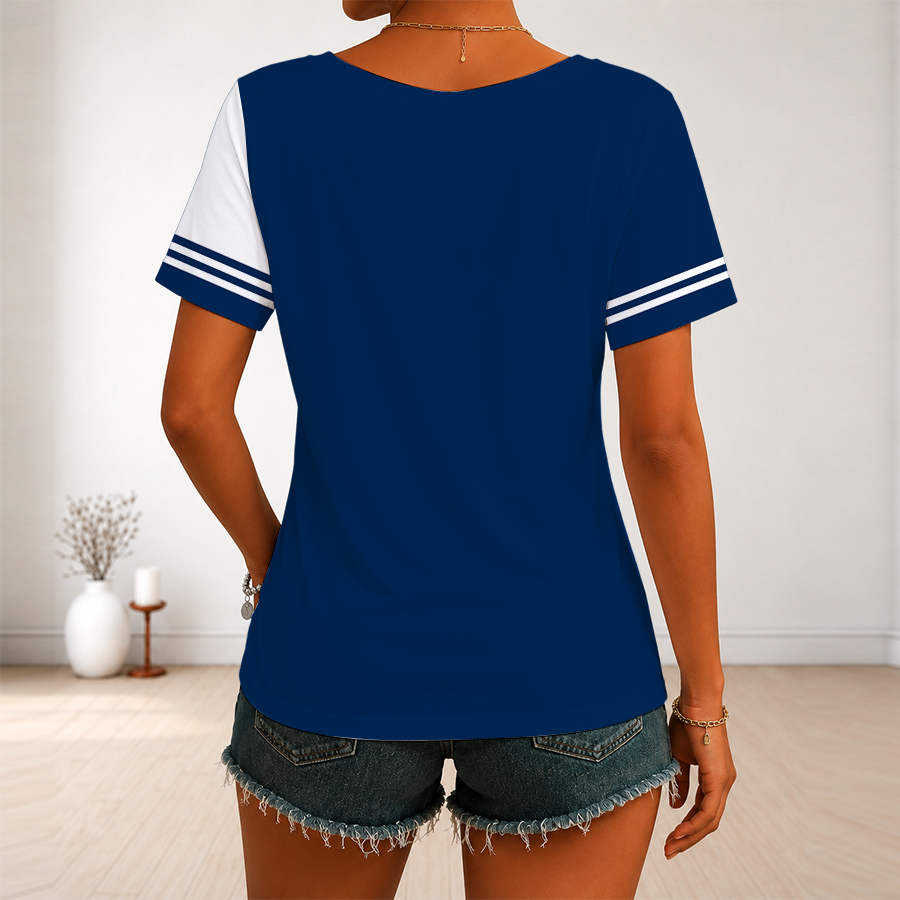 [SUPER SALE] NEW CUSTOMIZED NHL18 CBJ COLUMBUS BLUE JACKETS V-NECK FEMALE SHIRT