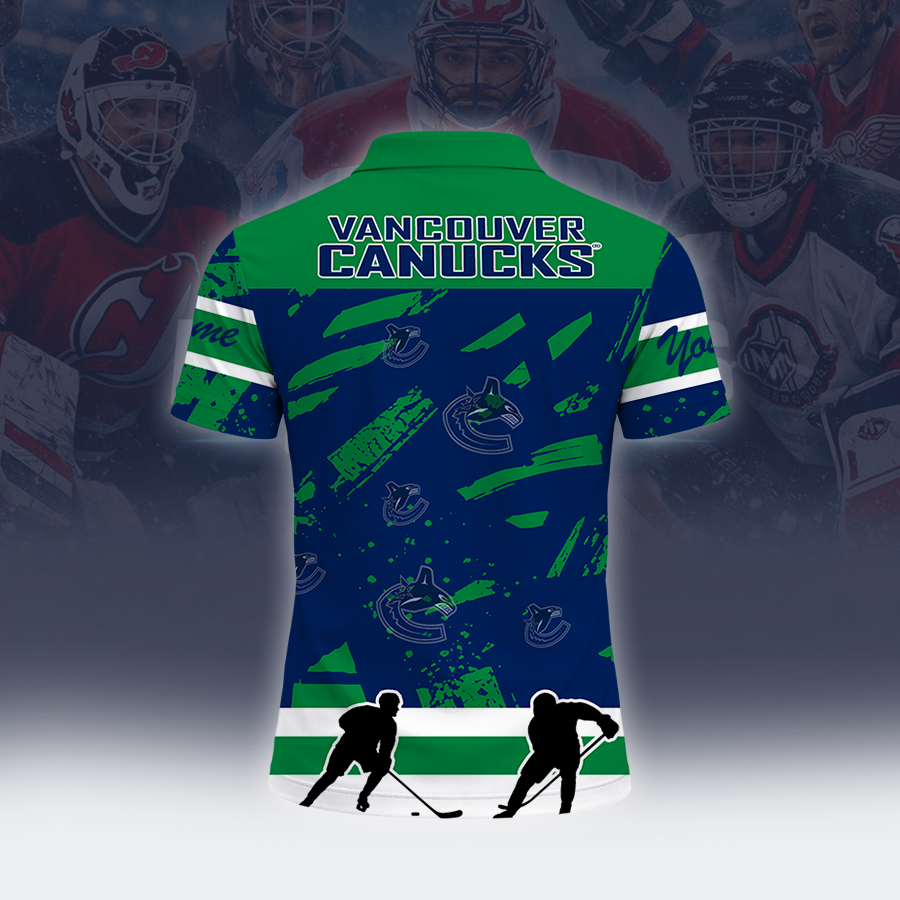 [SUPER SALE] NEW CUSTOMIZED NHL19 VANCOUVER CANUCKS POLO SHIRT