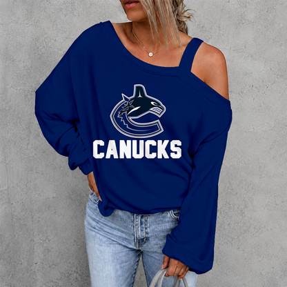 [SUPER SALE] NEW CUSTOMIZED NHL19 VANCOUVER CANUCKS DROP SHOULDER SWEATSHIRT