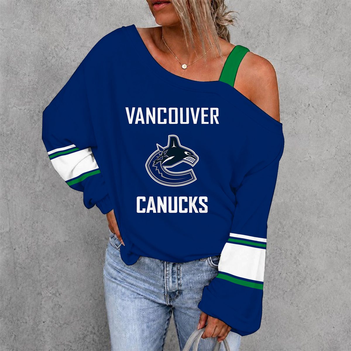 [SUPER SALE] NEW CUSTOMIZED NHL19 VCC VANCOUVER CANUCKS DROP SHOULDER SWEATSHIRT