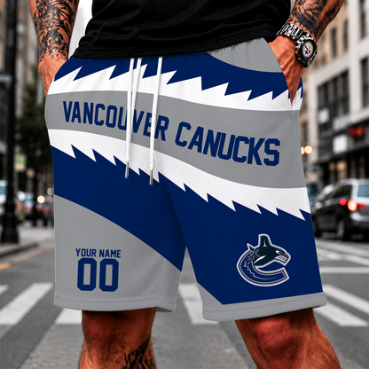 [SUPER SALE] NEW CUSTOMIZED NHL19 VCC VANCOUVER CANUCKS SHORT PANTS