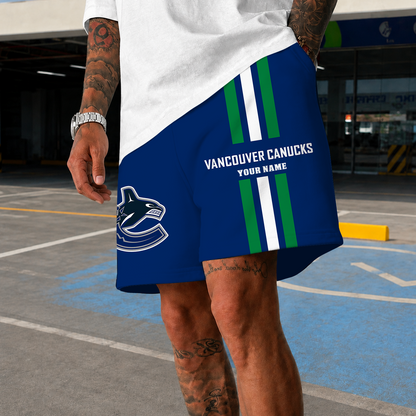 [SUPER SALE] NEW CUSTOMIZED NHL19 VCC VANCOUVER CANUCKS SHORT PANTS