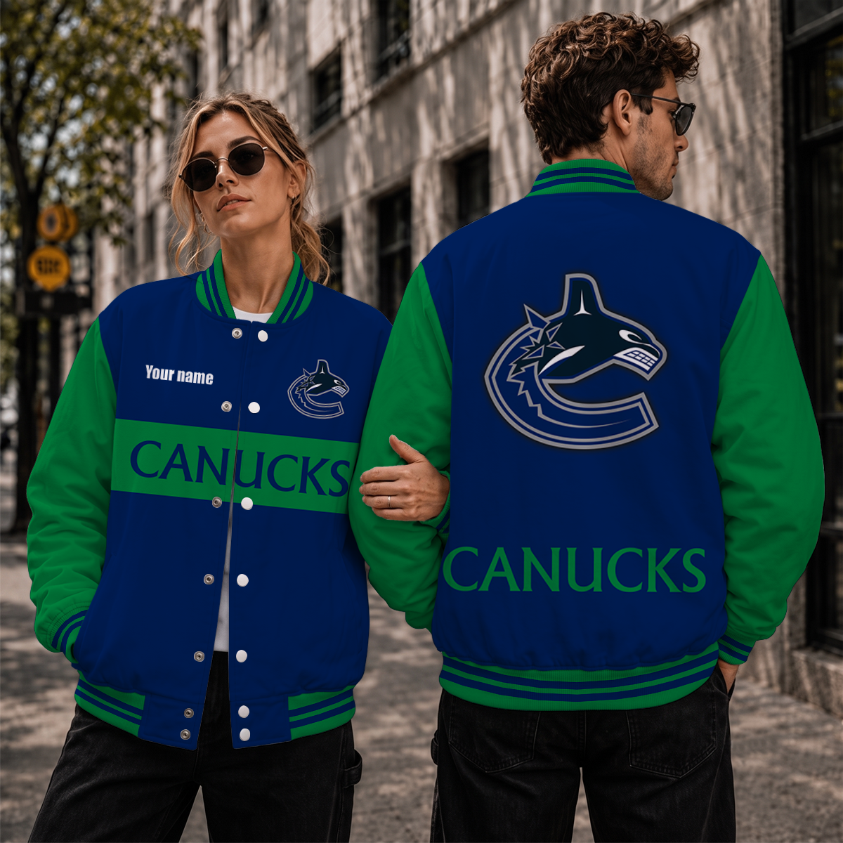 [SUPER SALE] NEW CUSTOMIZED NHL19 VCC VANCOUVER CANUCKS SATIN VARSITY JACKET & BASEBALL JACKET