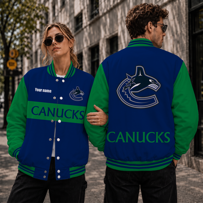 [SUPER SALE] NEW CUSTOMIZED NHL19 VCC VANCOUVER CANUCKS SATIN VARSITY JACKET & BASEBALL JACKET