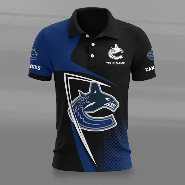 [SUPER SALE] NEW CUSTOMIZED NHL19 VANCOUVER CANUCKS POLO SHIRT