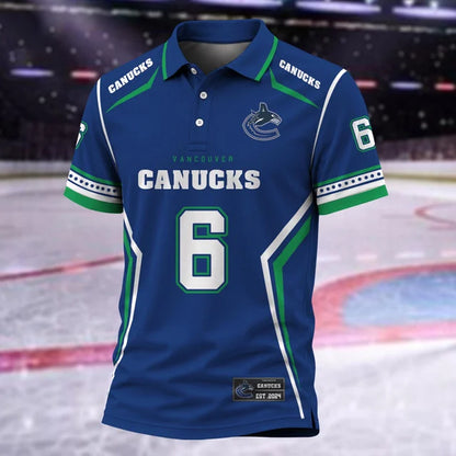 [SUPER SALE] NEW CUSTOMIZED NHL19 VCC VANCOUVER CANUCKS POLO SHIRT