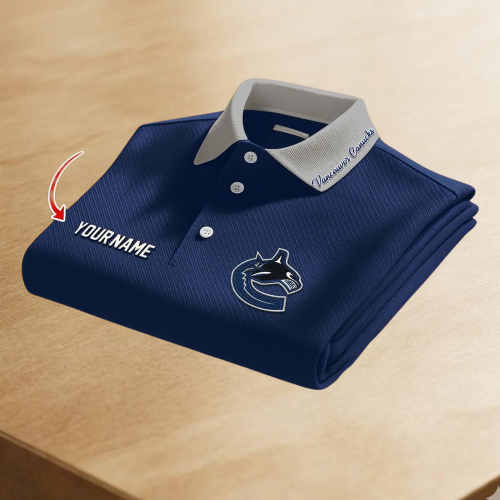 [SUPER SALE] NEW CUSTOMIZED NHL19 VANCOUVER CANUCKS POLO SHIRT