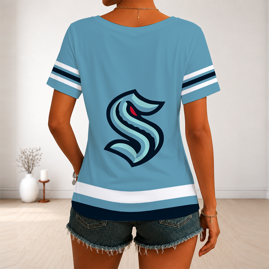 [SUPER SALE] NEW CUSTOMIZED NHL20 SEATTLE KRAKEN V-NECK FEMALE SHIRT