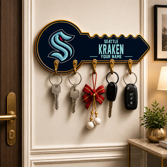 [SUPER SALE] NEW CUSTOMIZED NHL20 STK SEATTLE KRAKEN WALL KEY HOLDER FOR HOME