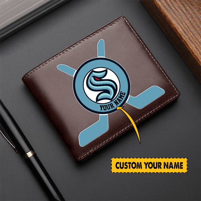 [SUPER SALE] NEW CUSTOMIZED NHL20 STK SEATTLE KRAKEN LEATHER WALLET