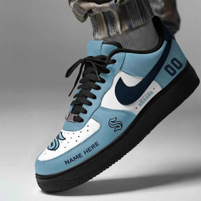[SUPER SALE] NEW CUSTOMIZED NHL20 SEATTLE KRAKEN AF1 SHOES