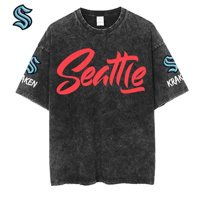 [SUPER SALE] NEW CUSTOMIZED NHL20 STK SEATTLE KRAKEN MULTICOLOR WASHED TEE