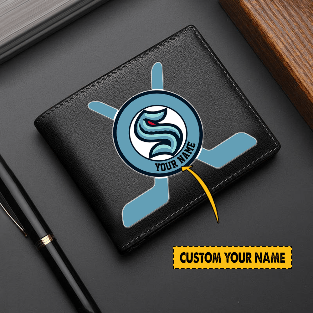 [SUPER SALE] NEW CUSTOMIZED NHL20 STK SEATTLE KRAKEN LEATHER WALLET