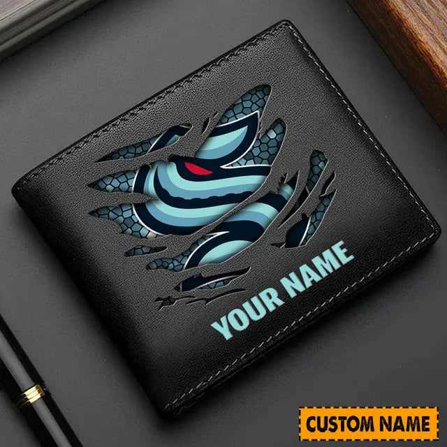 [SUPER SALE] NEW CUSTOMIZED NHL20 STK SEATTLE KRAKEN LEATHER WALLET
