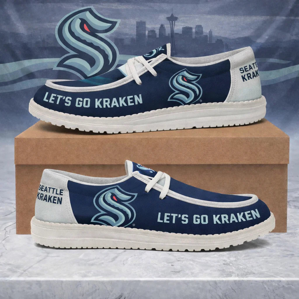 [SUPER SALE ] NEW CUSTOMIZED NHL20 SEATTLE KRAKEN LOAFER SHOES