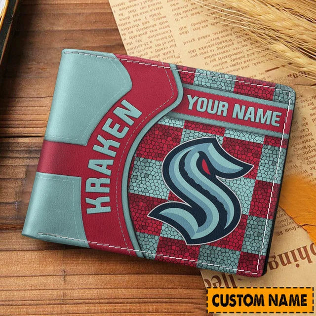[SUPER SALE ] NEW CUSTOMIZED NHL20 STK SEATTLE KRAKEN LEATHER WALLET