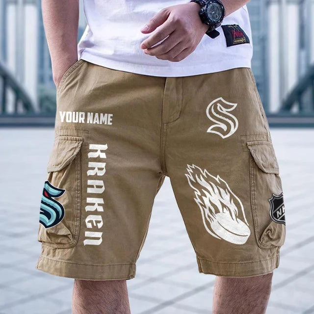 [SUPER SALE] NEW CUSTOMIZED NHL20 SEATTLE KRAKEN CARGO SHORTS