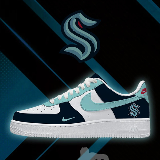 LIMITED EDITION - NEW CUSTOMIZED NHL20 SEATTLE KRAKEN AF1 SHOES