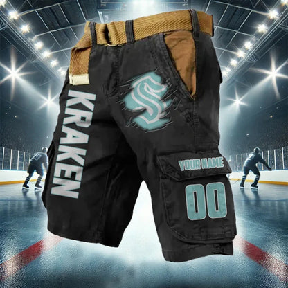 [SUPER SALE] NEW CUSTOMIZED NHL20 SEATTLE KRAKEN CARGO SHORTS