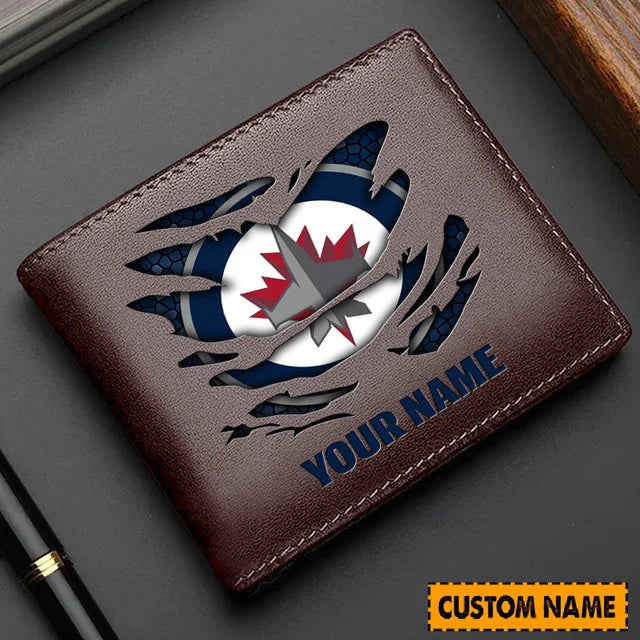 [SUPER SALE] NEW CUSTOMIZED NHL21 WPJ WINNIPEG JETS LEATHER WALLET