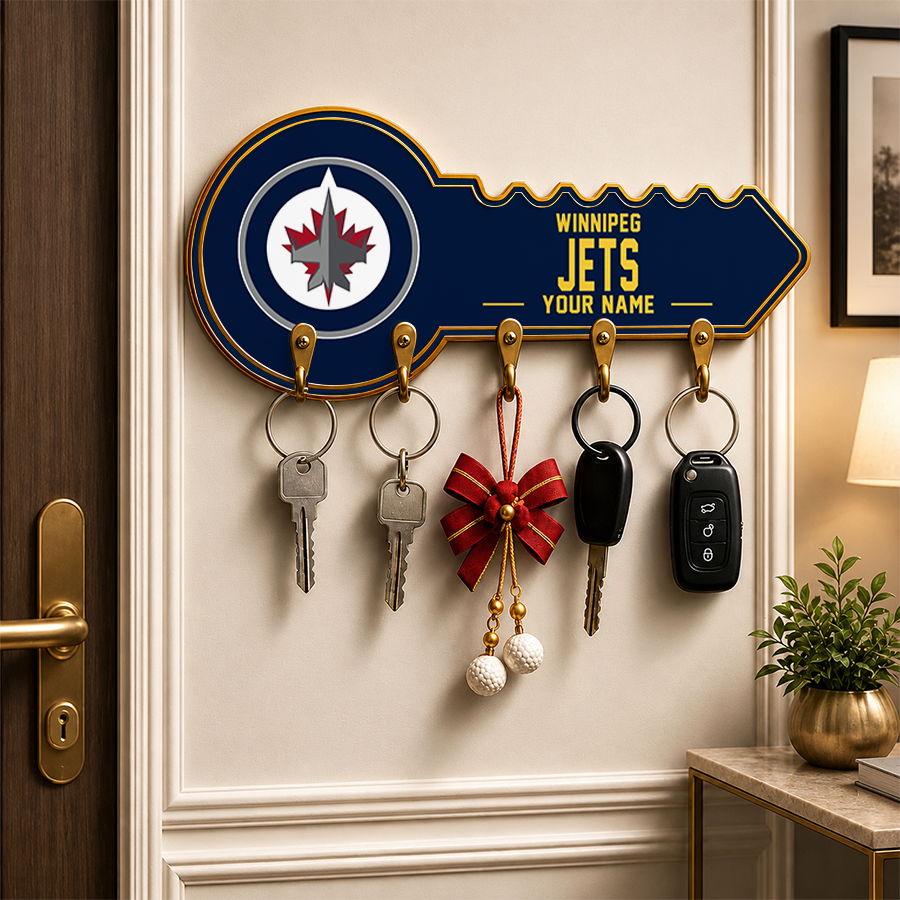 [SUPER SALE] NEW CUSTOMIZED NHL21 WPJ WINNIPEG JETS WALL KEY HOLDER FOR HOME