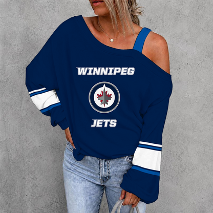 [SUPER SALE] NEW CUSTOMIZED NHL21 WPJ WINNIPEG JETS DROP SHOULDER SWEATSHIRT