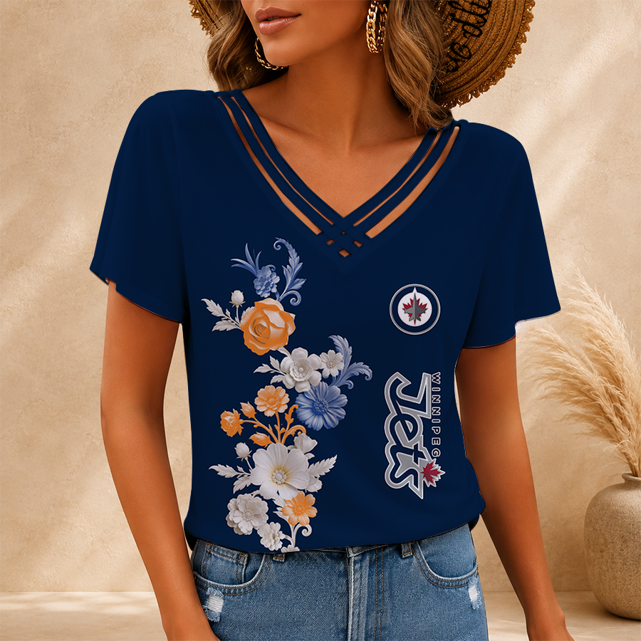 [SUPER SALE] NEW CUSTOMIZED NHL21 WPJ WINNIPEG JETS V-NECK SHIRT
