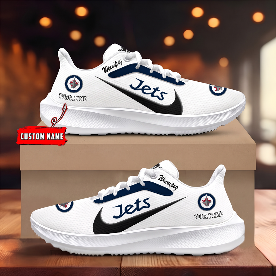 [SUPER SALE] NEW CUSTOMIZED NHL21 WPJ WINNIPEG JETS ROAD RUNNING SHOES
