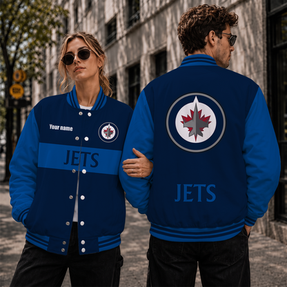 [SUPER SALE] NEW CUSTOMIZED NHL21 WPJ WINNIPEG JETS SATIN VARSITY JACKET & BASEBALL JACKET