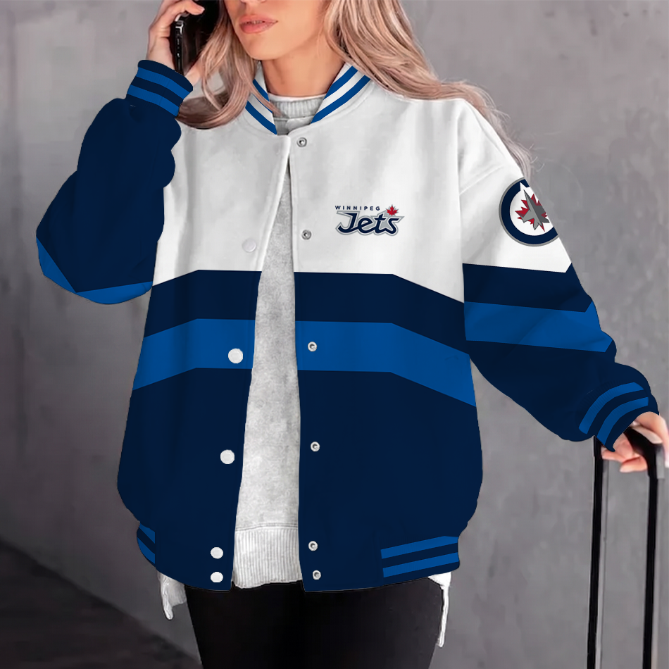 [SUPER SALE] NEW CUSTOMIZED NHL21 WPJ WINNIPEG JETS SATIN VARSITY JACKET & BASEBALL JACKET