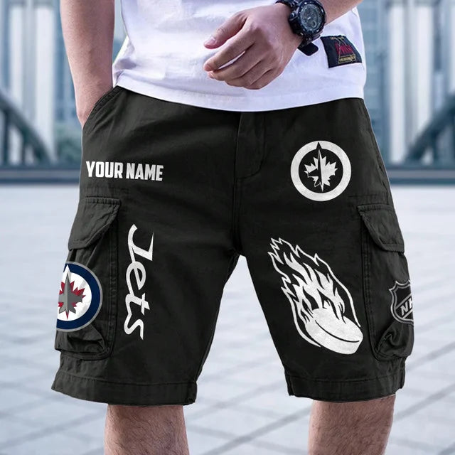 [SUPER SALE] NEW CUSTOMIZED NHL21 WPJ WINNIPEG JETS CARGO SHORTS
