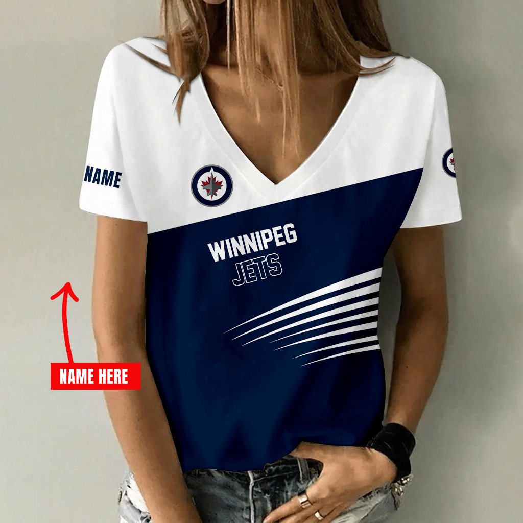 [SUPER SALE] NEW CUSTOMIZED NHL21 WPJ WINNIPEG JETS V-NECK FEMALE SHIRT