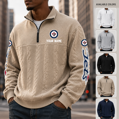 [SUPER SALE] NEW CUSTOMIZED NHL21 WPJ WINNIPEG JETS MULTICOLOR QUARTER-ZIP SWEATSHIRT