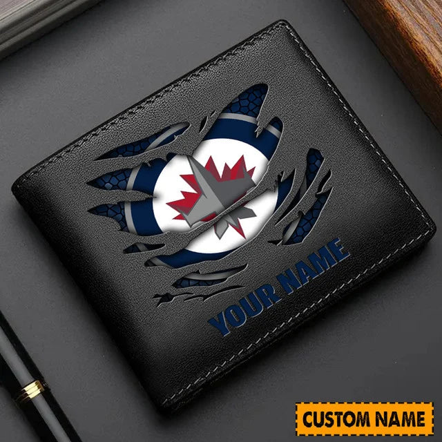 [SUPER SALE] NEW CUSTOMIZED NHL21 WPJ WINNIPEG JETS LEATHER WALLET