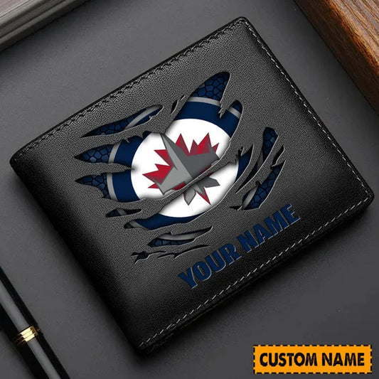[SUPER SALE] NEW CUSTOMIZED NHL21 WPJ WINNIPEG JETS LEATHER WALLET