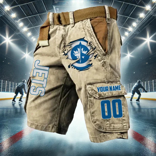 [SUPER SALE] NEW CUSTOMIZED NHL21 WPJ WINNIPEG JETS CARGO SHORTS