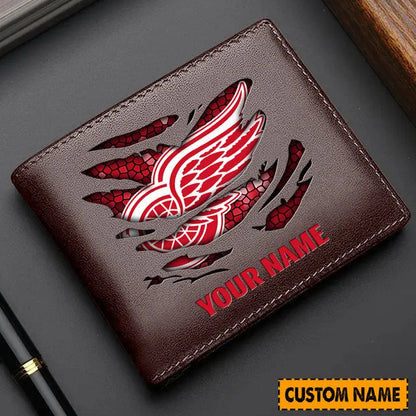 [SUPER SALE] NEW CUSTOMIZED NHL22 DRW DETROIT RED WINGS LEATHER WALLET